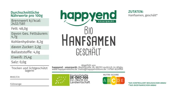 Bio Hanfsamen geschält – Bild 3