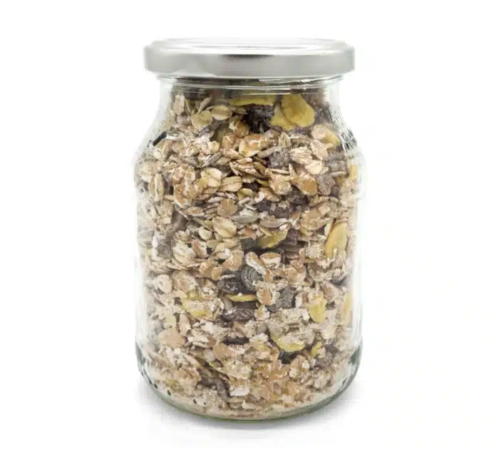 Bio Früchtemüsli mit Cornflakes im Pfandglas