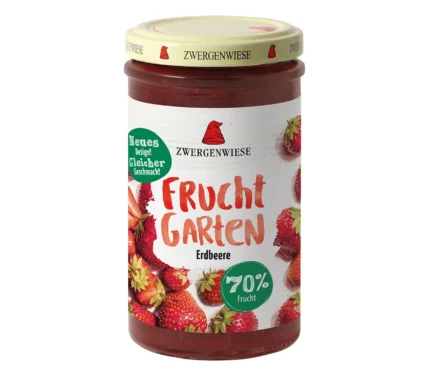 Bio Fruchtaufstrich FruchtGarten von Zwergenwiese Erdbeere, 225g Glas
