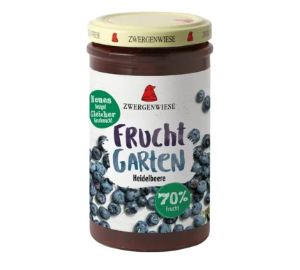 Bio Fruchtaufstrich FruchtGarten von Zwergenwiese Heidelbeere, 225g Glas