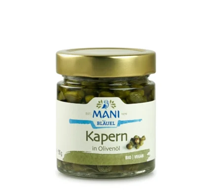 Bio Kapern in Olivenöl von Mani im Glas, 90g
