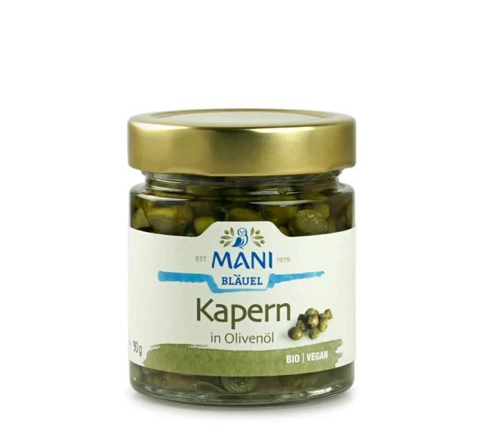 Bio Kapern in Olivenöl von Mani im Glas, 90g
