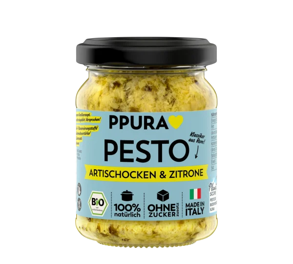 Bio Pesto Artischocke und Zitrone im Glas von PPURA, 120g