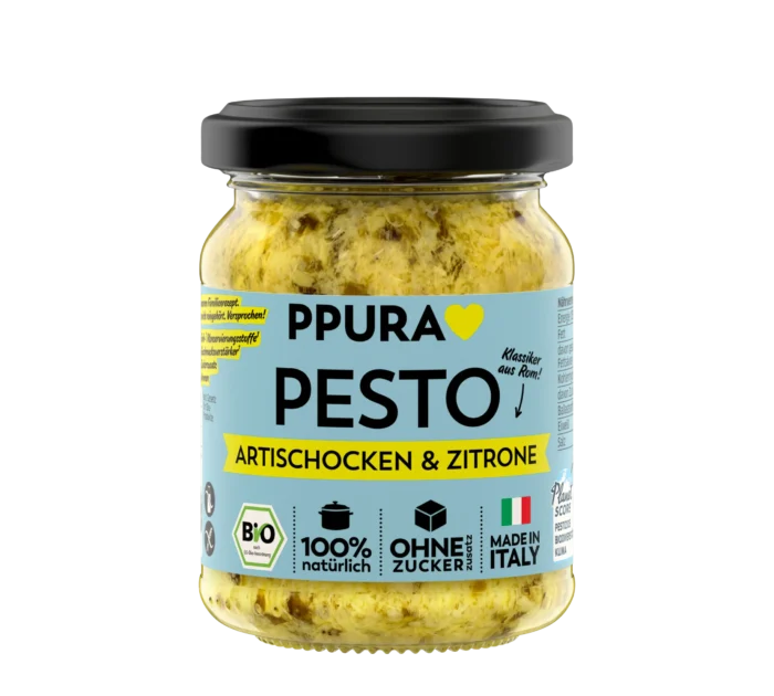 Bio Pesto Artischocke und Zitrone im Glas von PPURA, 120g