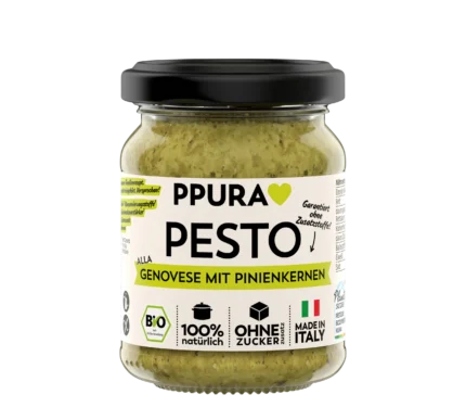 Bio Pesto Genovese mit Pinienkernen im Glas von PPURA, 120g