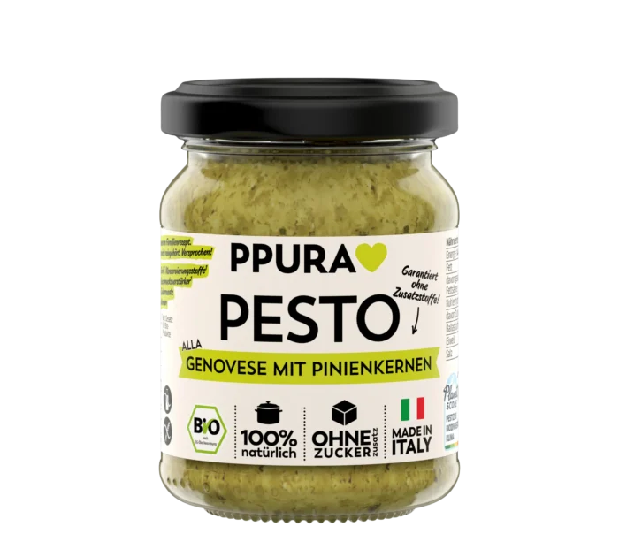 Bio Pesto Genovese mit Pinienkernen im Glas von PPURA, 120g
