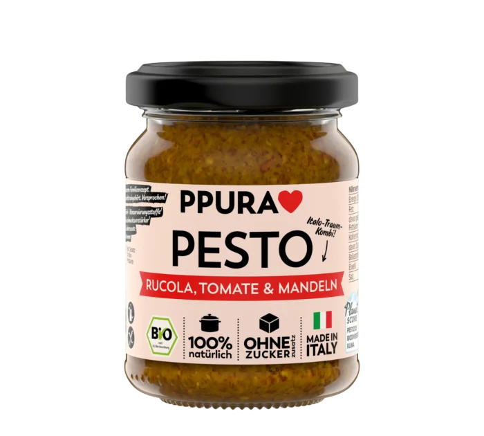 Bio Pesto Rucola, Tomate & Mandel im Glas von PPURA, 120g
