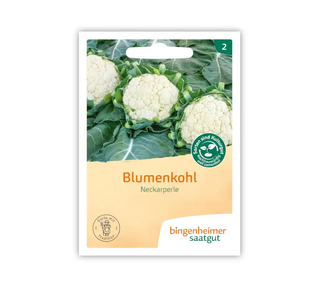 Bingenheimer Saatgut Tüte Blumenkohl Neckarperle Vorderseite