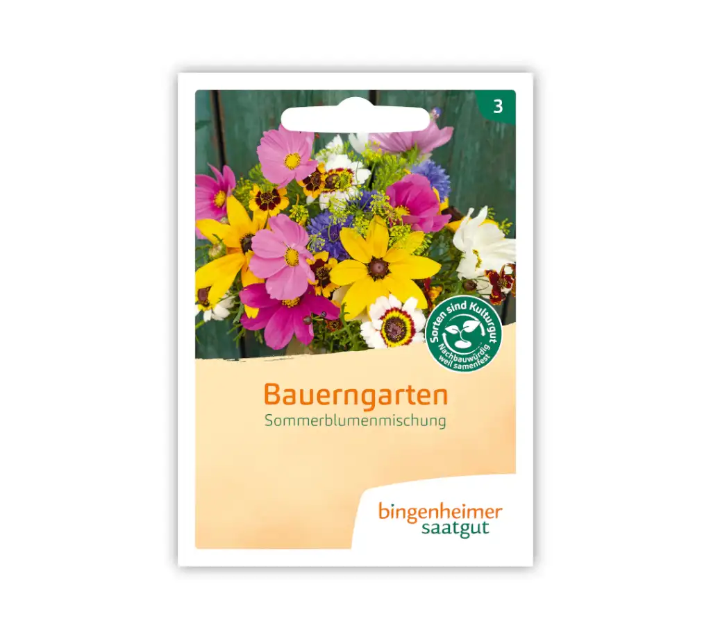 Bingenheimer Saatgut Tüte Blumenmischung Bauerngarten Vorderseite
