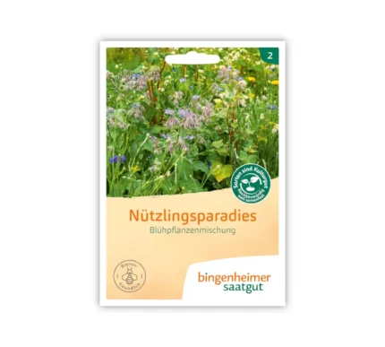 Bingenheimer Saatgut Tüte Blumenmischung Nützlingsparadies Vorderseite