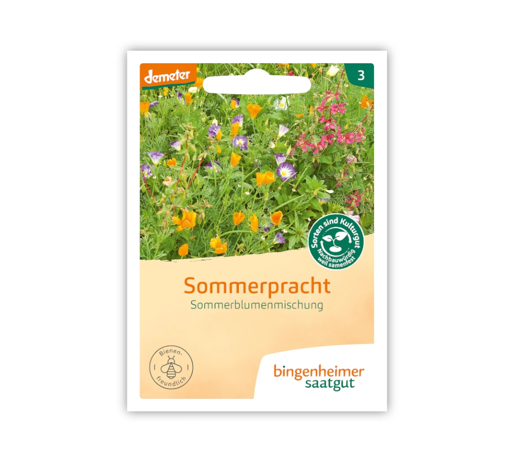 Bingenheimer Saatgut Tüte Blumenmischung Sommerpracht Vorderseite