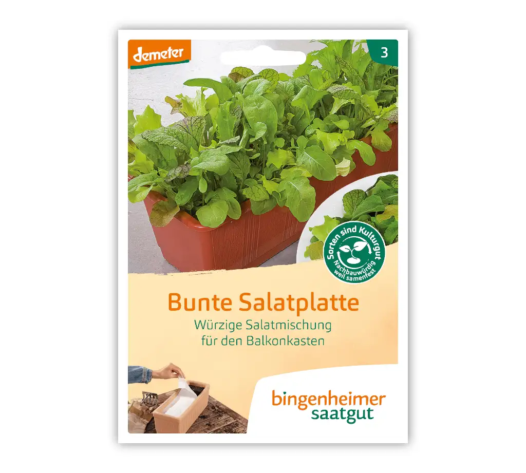 Bingenheimer Saatgut Tüte Bunte Salatplatte Vorderseite