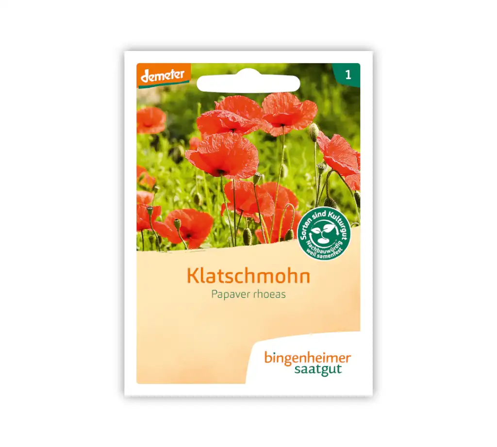 Bingenheimer Saatgut Tüte Klatschmohn Vorderseite