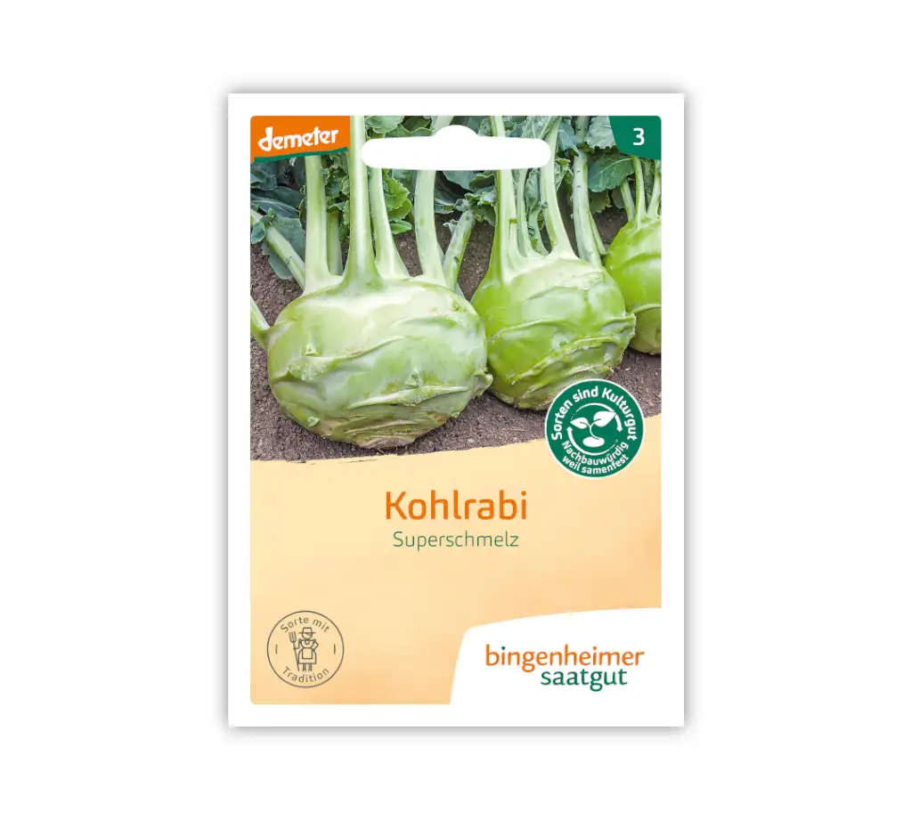 Bingenheimer Saatgut Tüte Kohlrabi Superschmelz Vorderseite