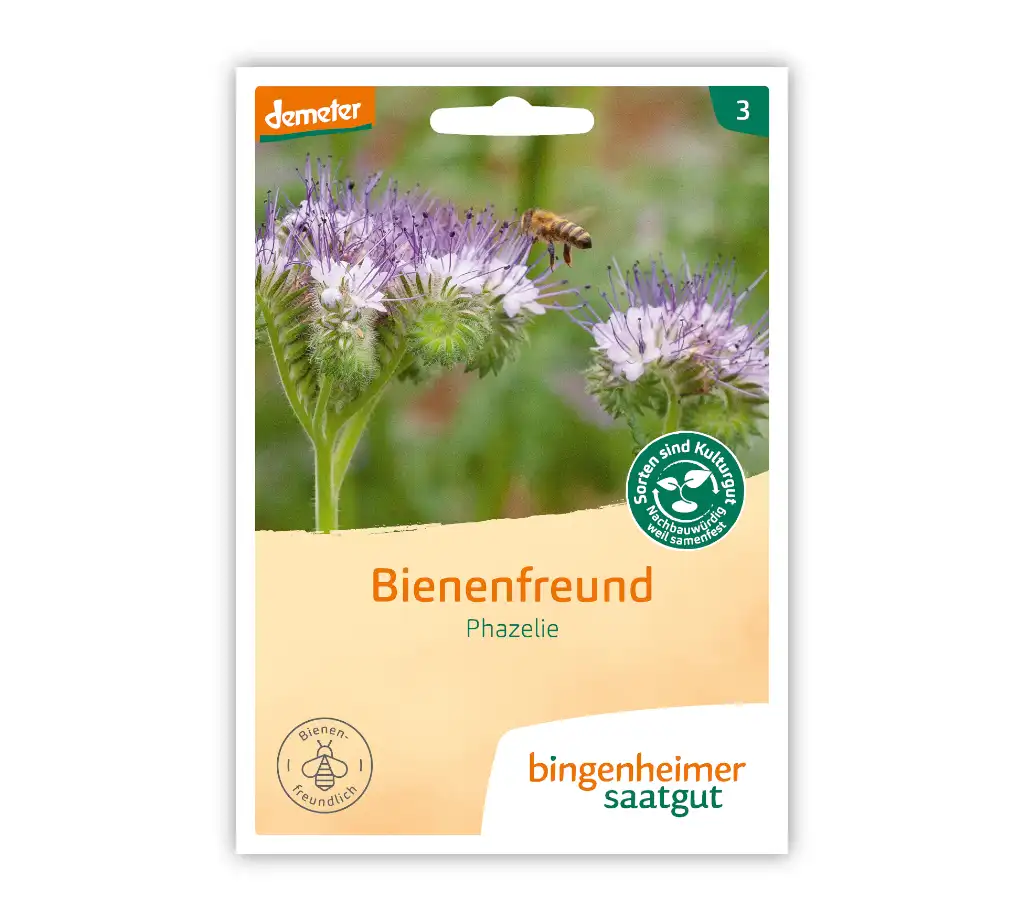 Bingenheimer Saatgut Tüte Phazelie Bienenfreund (Gründüngung) Vorderseite