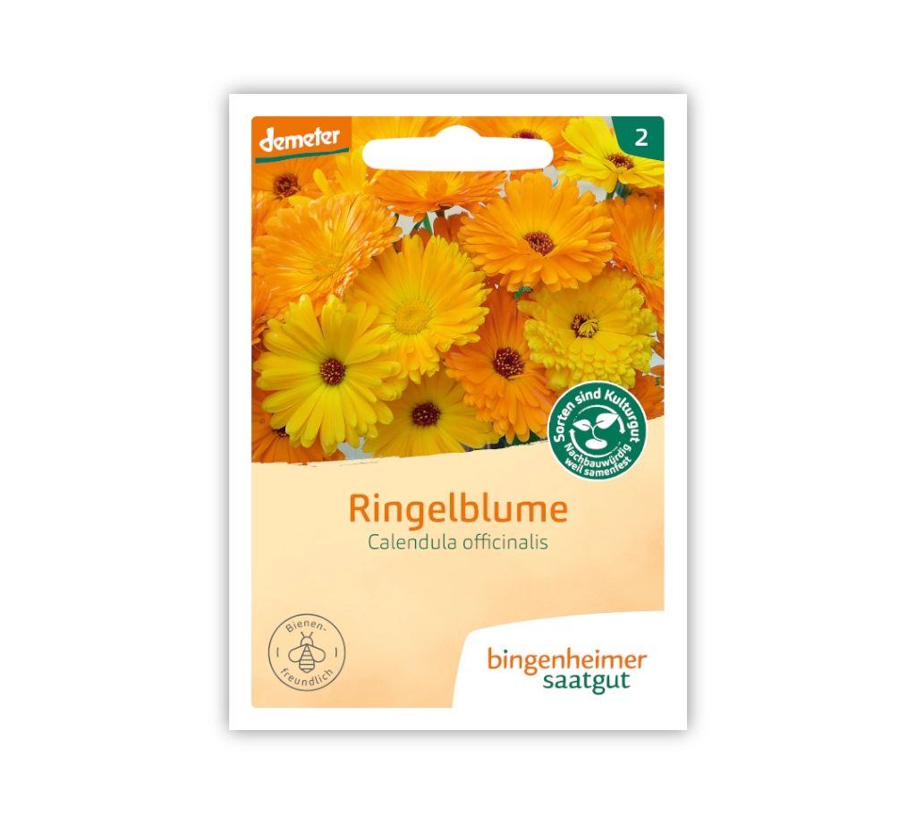 Bingenheimer Saatgut Tüte Ringelblume Calendula Vorderseite