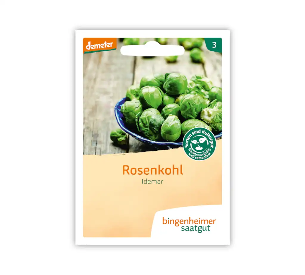 Bingenheimer Saatgut Tüte Rosenkohl Idemar Vorderseite