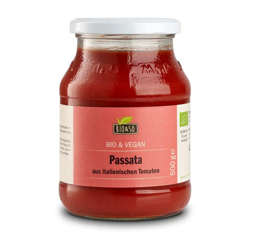 Bio passierte Tomaten aus Italien im Pfandglas, 500g von Bio& So