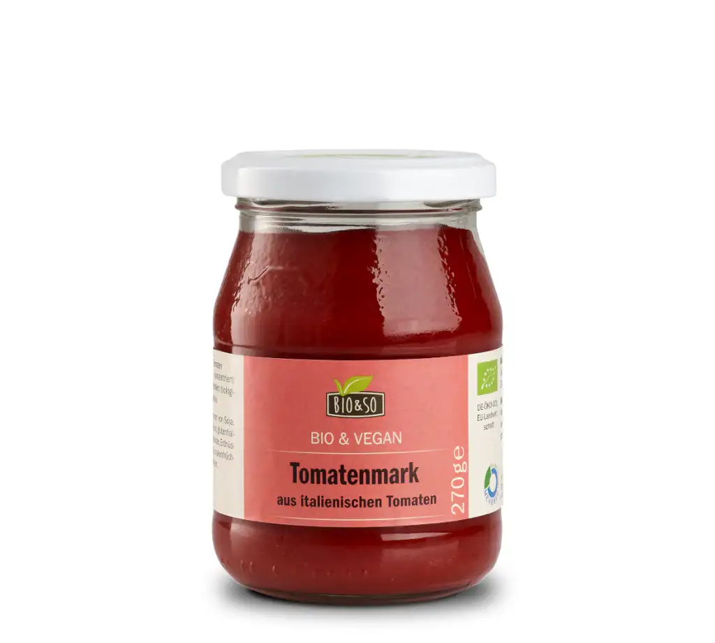 Bio Tomatenmark aus italienischen Tomaten, zweifach konzentriert im Pfandglas, 270g von Bio& So