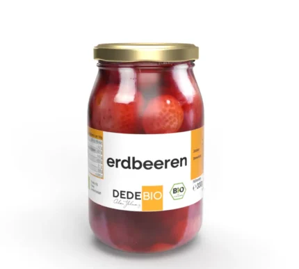 Bio Erdbeeren im Glas mit Apfelsaftkonzentrat von DEDEBIO