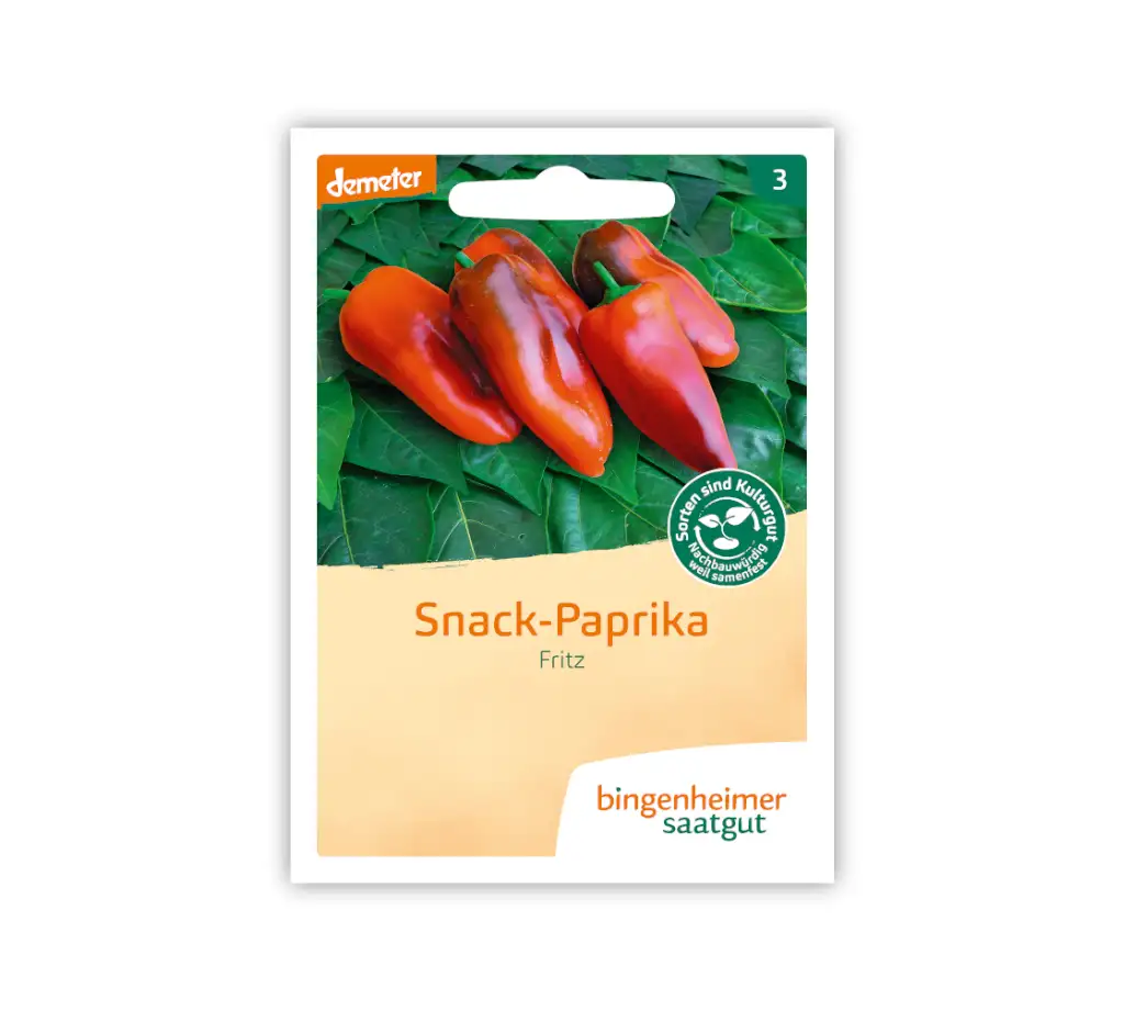 Bingenheimer Saatgut Tüte Snack-Paprika Fritz Vorderseite