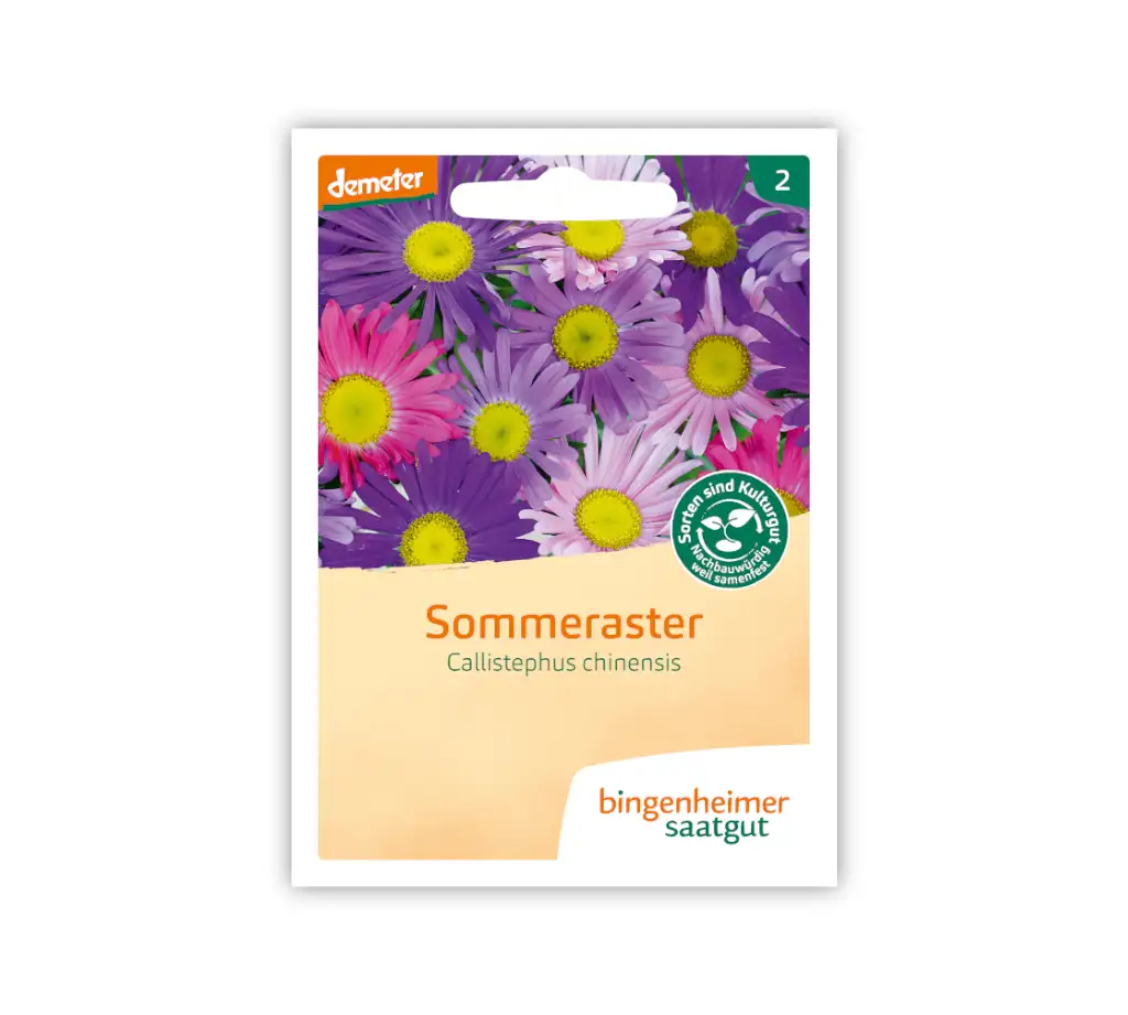 Bingenheimer Saatgut Tüte Sommeraster Vorderseite