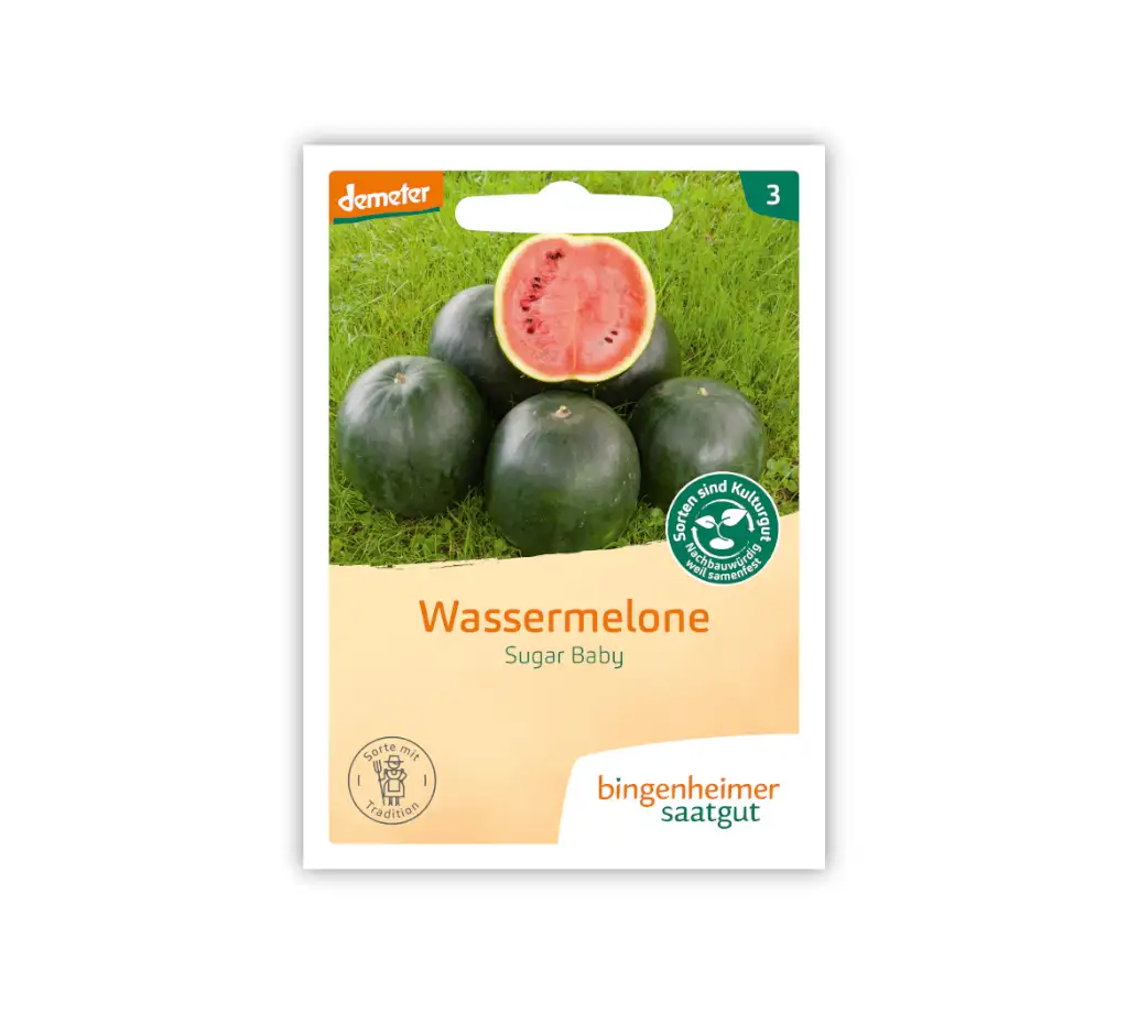 Bingenheimer Saatgut Tüte Wassermelone Sugar Baby Vorderseite