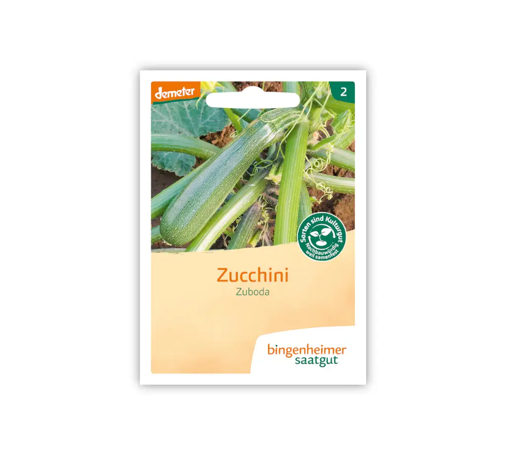 Bingenheimer Saatgut Tüte Zucchini Zuboda Vorderseite