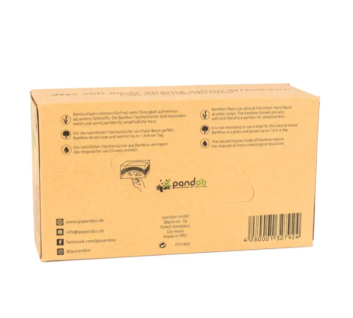 Bambus Taschentücher in der Spenderbox, 100 Stk Rückseite