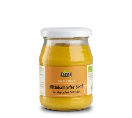 Bio Senf, mittelscharf im 250g Pfandglas aus deutscher Produktion