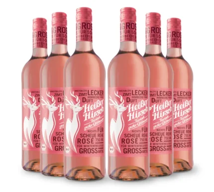Heißer Hirsch Bio Glühwein Rosé mit 10% Alkohol in der 750ml Einweg-Glasflasche - 6 Stk