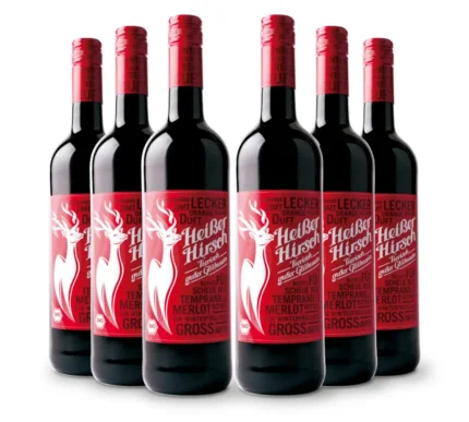 Heißer Hirsch Bio Glühwein Rot mit 11% Alkohol in der 750ml Einweg-Glasflasche - 6 Stk