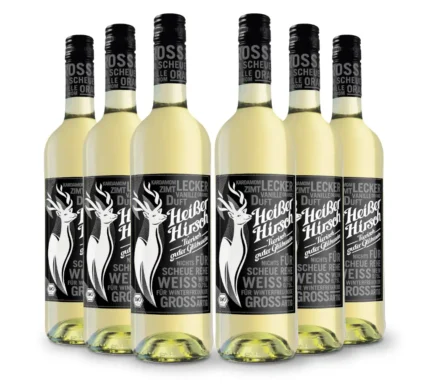 Heißer Hirsch Bio Glühwein Weiß mit 10% Alkohol in der 750ml Einweg-Glasflasche - 6 Stk