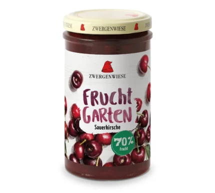 Bio Fruchtaufstrich FruchtGarten von Zwergenwiese Sauerkirsch, 225g Glas