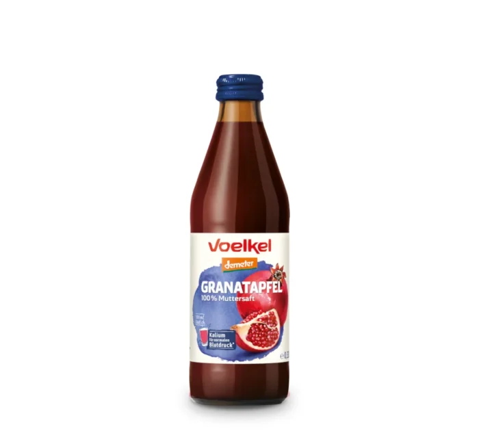 Bio-Granatapfel 100% Muttersaft von Voelkel in der 330ml Mehrweg-Pfandflasche. Demeter-zertifiziert