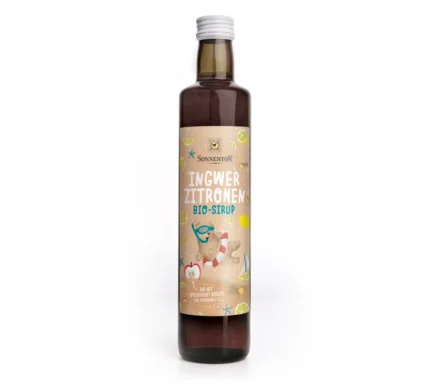 Bio Ingwer-Zitrone Sirup von Sonnentor in der 500ml-Flasche