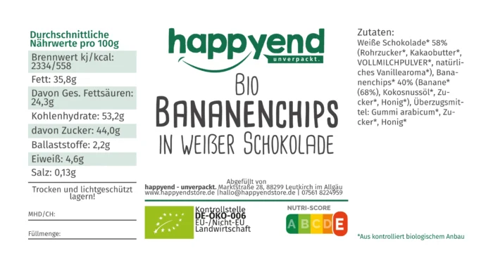 Bio Bananenchips in weißer Schokolade – Bild 3