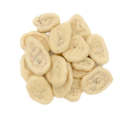 Bio Bananenchips in weißer Schokolade, Nahaufnahme - Produktbild lose