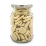 Bio Bananenchips in weißer Schokolade im 300g Pfandglas