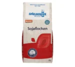 Bio Sojaflocken in der 500g-Papierpackung. Demeter-Zertifiziert von Spielberger. Vorderansicht