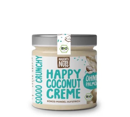 Bio Kokos-Mandel-Creme "Happy Coconut Creme" von Naughty Nuts im 250g-Glas