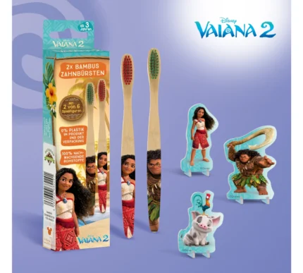 Disney Vaiana 2 Übersicht Set Bambus-Zahnbürsten für Kinder