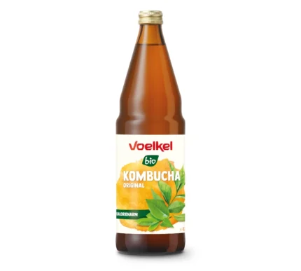 Bio Kombucha Original von Voelkel in der 750ml Mehrweg-Pfandflasche. Bio-zertifiziert