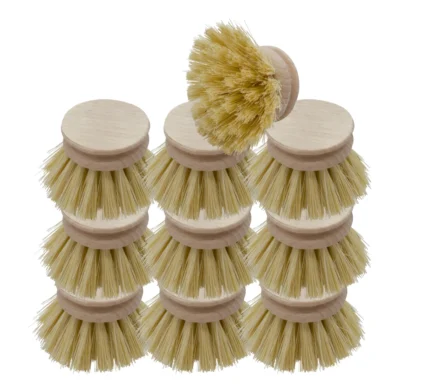 44mm Wechselkopf aus Buchenholz und Agavenborsten für die Spülbürste mit Wechselkopf -10er Bundle