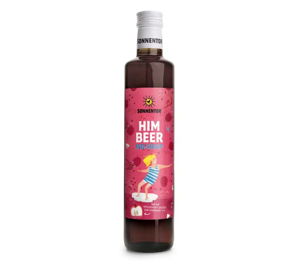 produktbild-sonnentor-sirup-himbeer Bio Himbeer Sirup von Sonnentor in der 500ml-Flasche