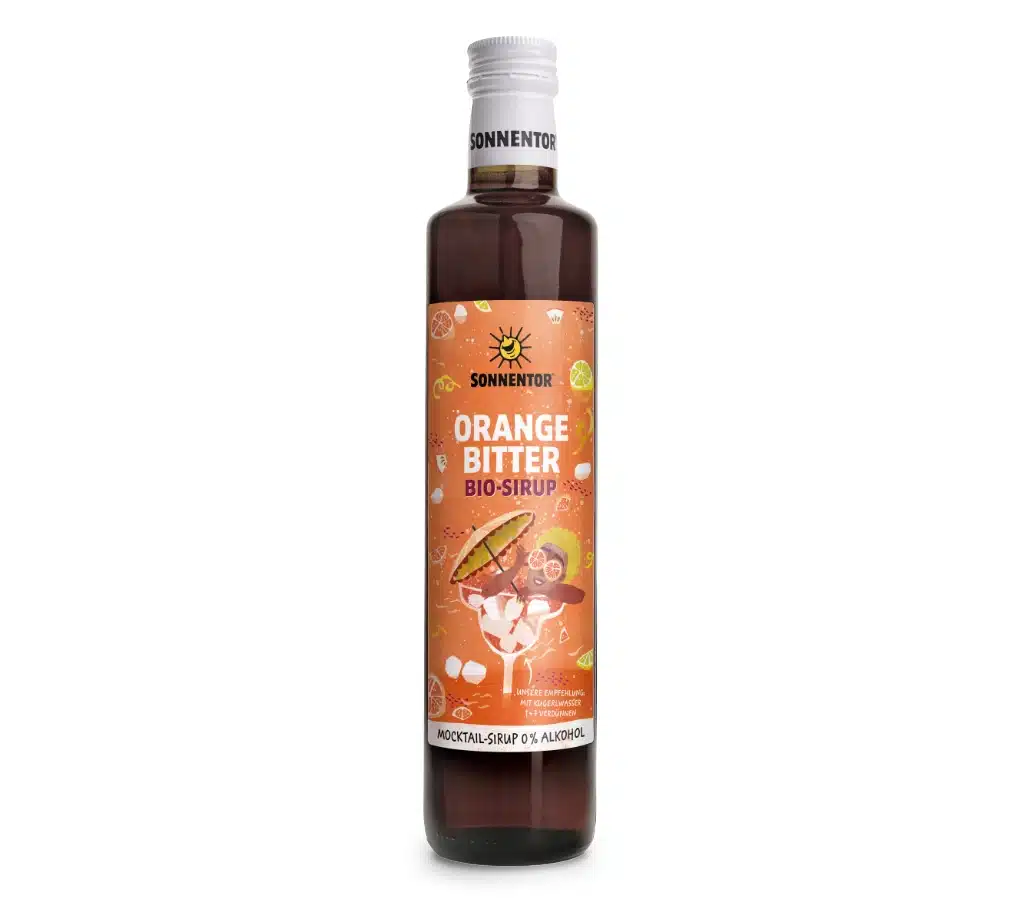 produktbild-sonnentor-sirup-orange-bitter Bio Orange Bitter Sirup von Sonnentor in der 500ml-Flasche