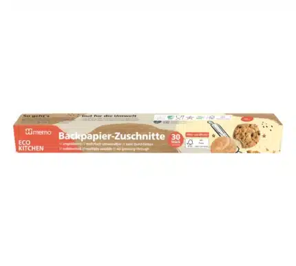 memo ungebleichtes Backpapier als Zuschnitt mit 30 Blatt. Silikonbeschichtet ohne PFAS und PAS - Vorderseite
